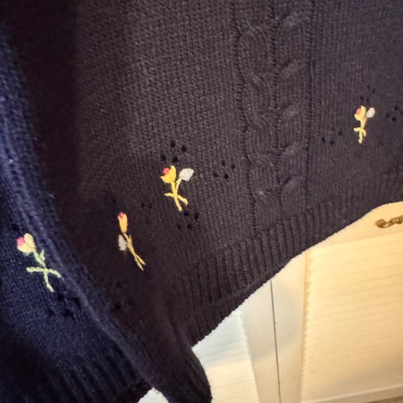 VTG NORTHERN RELFECTIONS Cottagecore Floral Embroidered Sweater Tee SZ L - Picture 3 of 4
